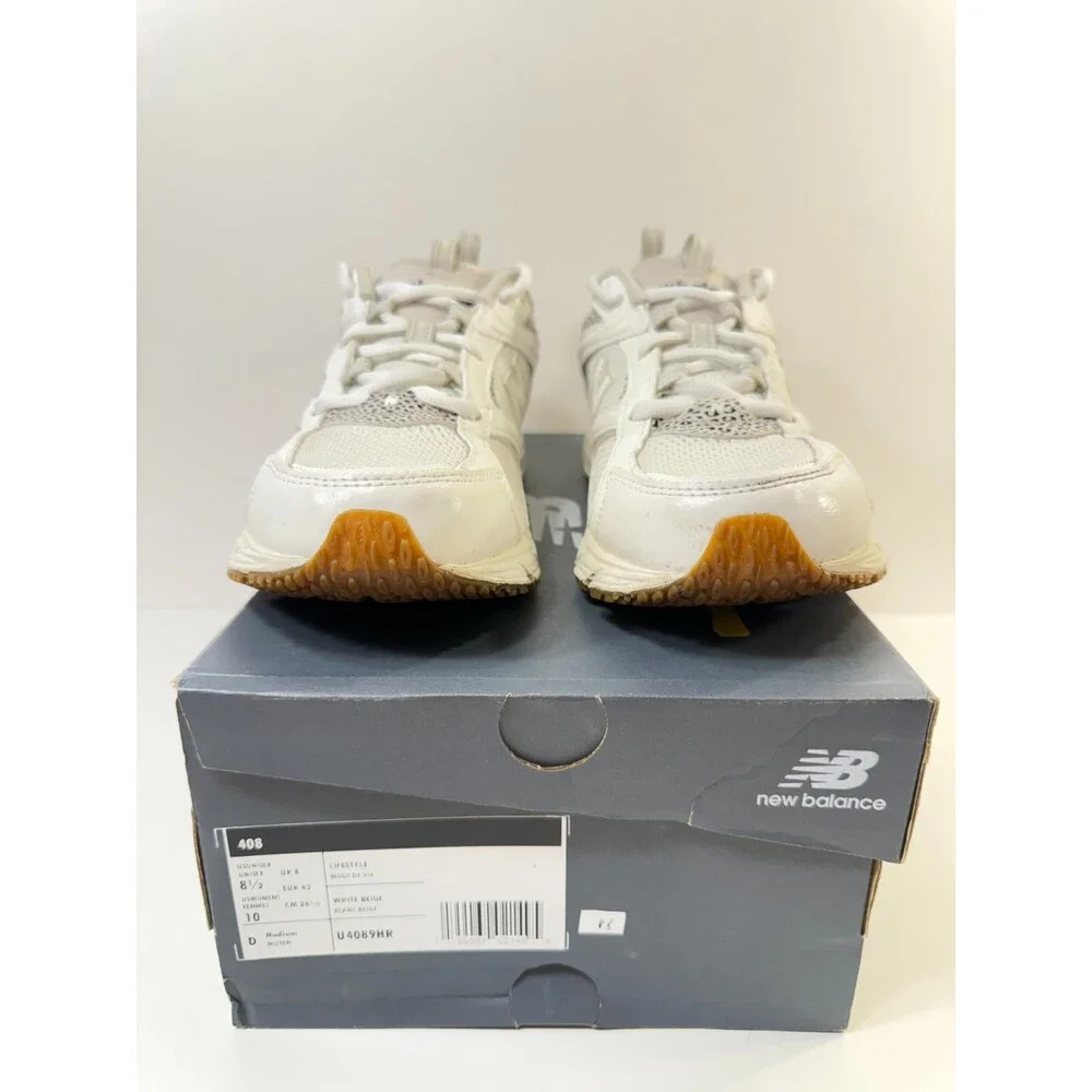 New Balance Unisex-Adult 408 Sneaker, Sea Salt/Gum 020, Men 8.5 / Women 10